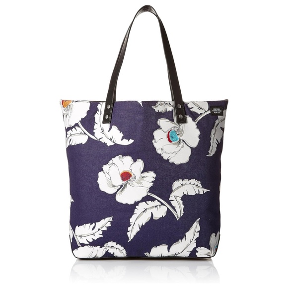 Jack Spade Other - Jack Spade Poppy Floral Navy Canvas and Leather Tote Bag